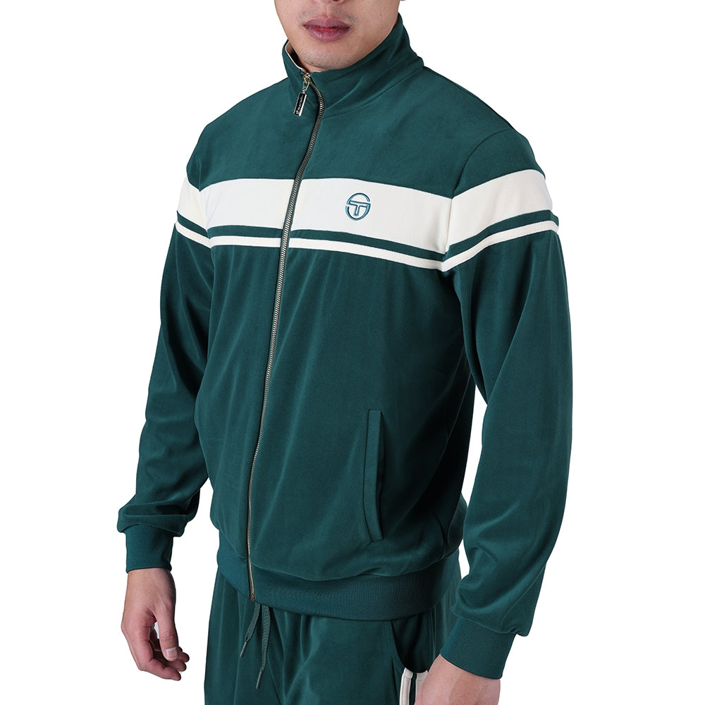 Veste de survêtement Damarindo 025 en velours Sergio Tacchini verte, vue trois quarts