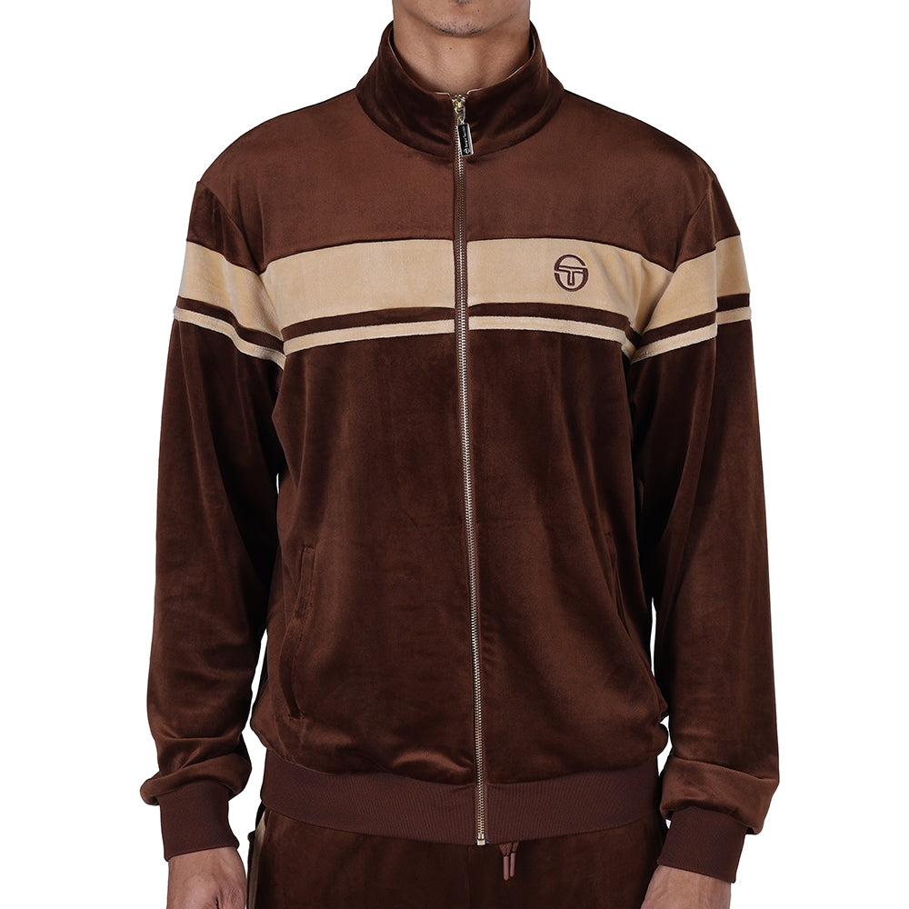 Veste de survêtement Damarindo 025 en velours Sergio Tacchini marron, vue de face