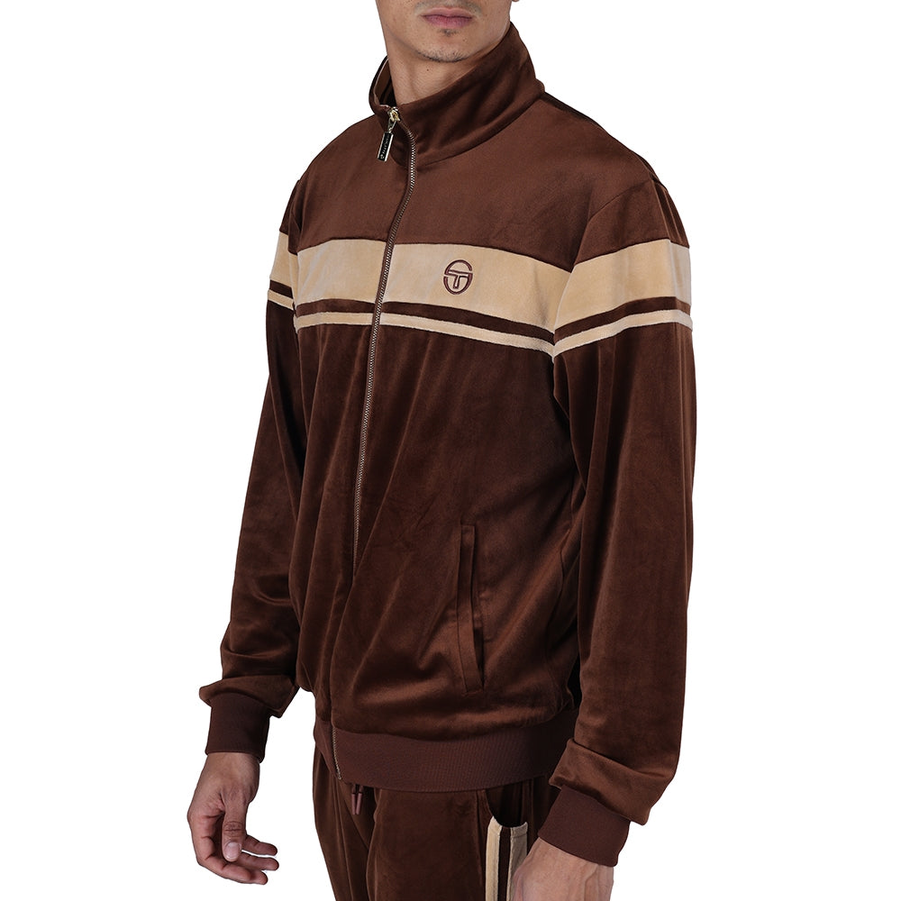 Veste de survêtement Damarindo 025 en velours Sergio Tacchini marron, vue trois quarts