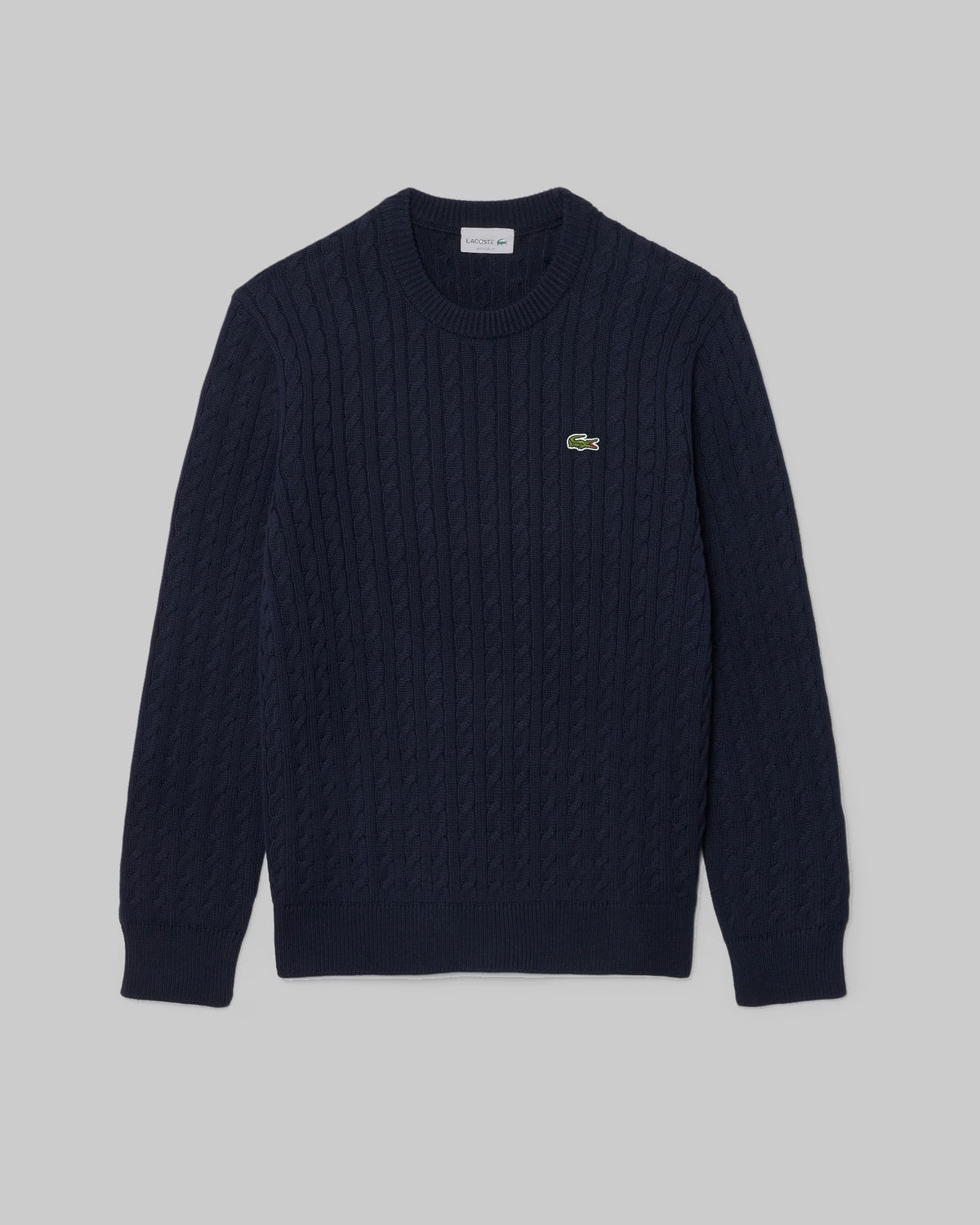 Pull torsadé coton Lacoste bleu marine, à plat