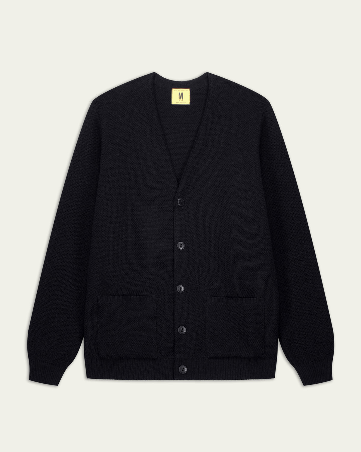 Cardigan Youri Nitto Knitwear noir, laine mérinos, vue de face