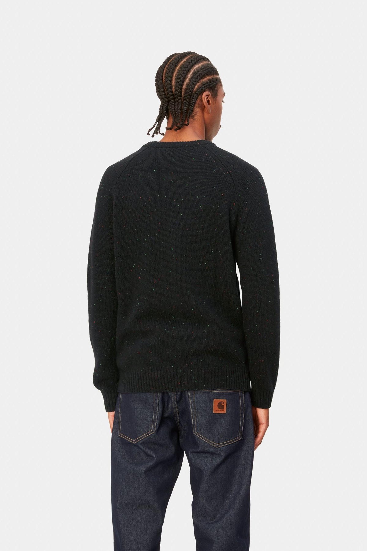 Pull Carhartt WIP Anglistic noir moucheté porté