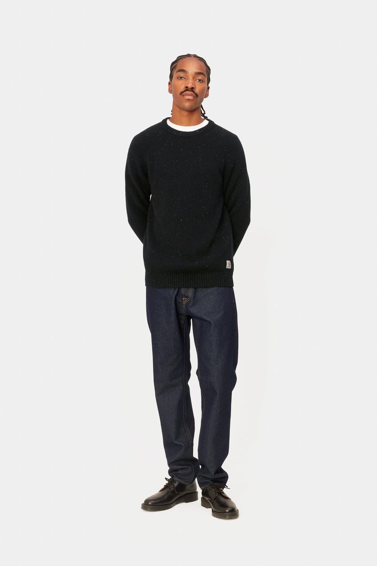Pull Carhartt WIP Anglistic noir moucheté, détail