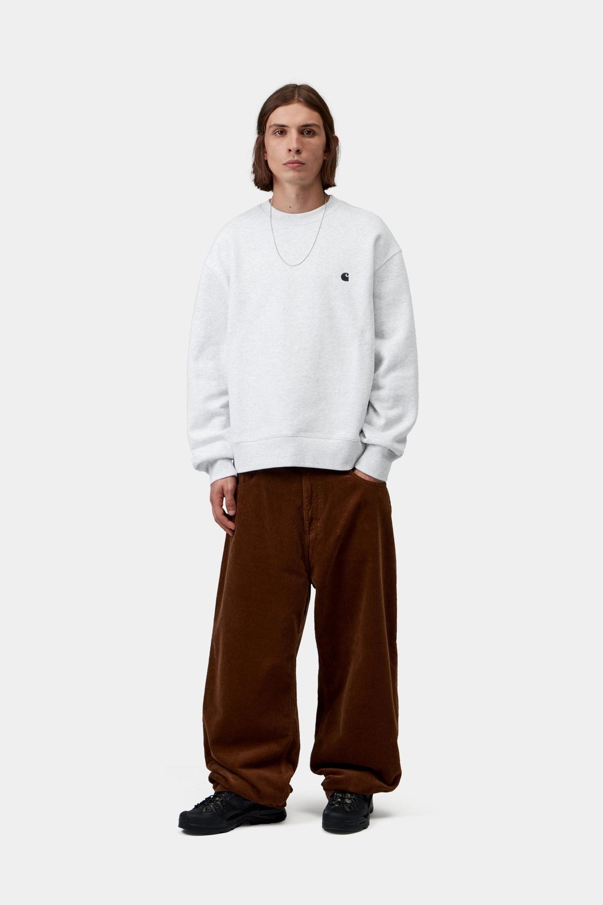 Sweat-shirt Carhartt WIP Mack gris, détail