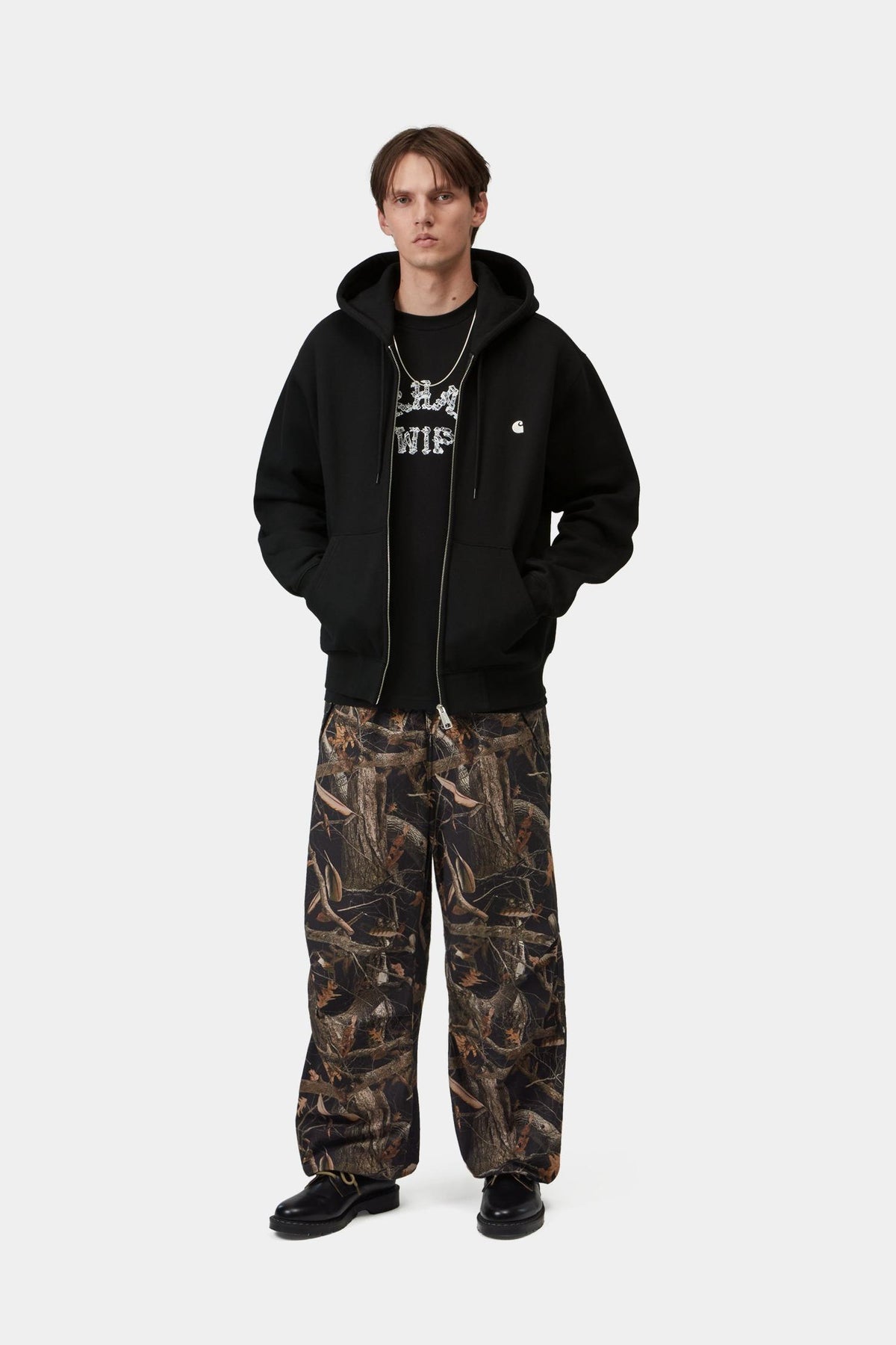 Sweat zippé à capuche Carhartt WIP Mack noir, détail