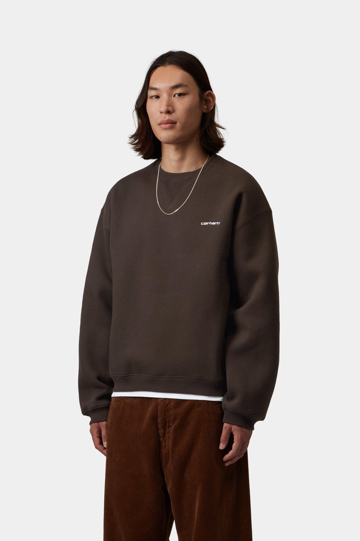 Sweat-shirt Carhartt WIP Ebbert marron porté
