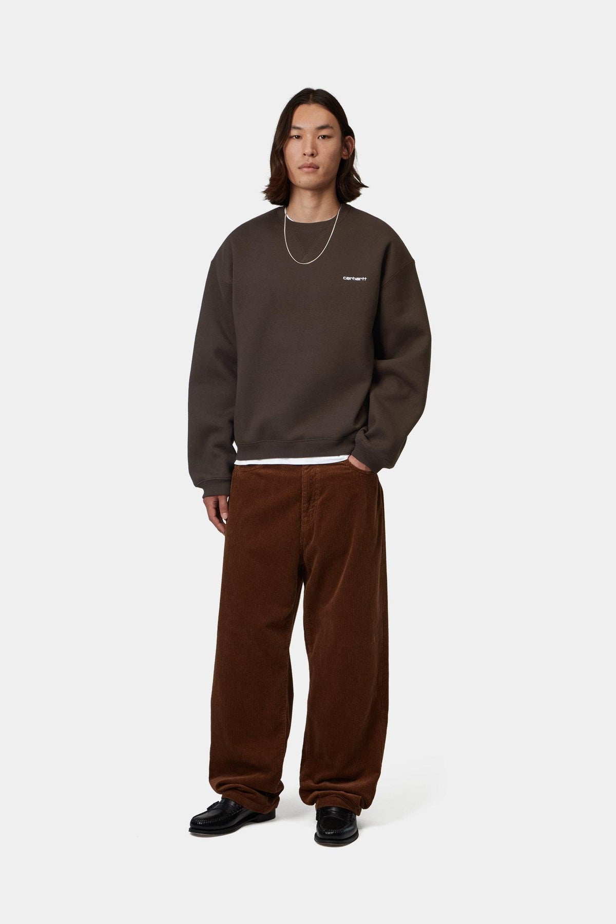 Sweat-shirt Carhartt WIP Ebbert marron porté