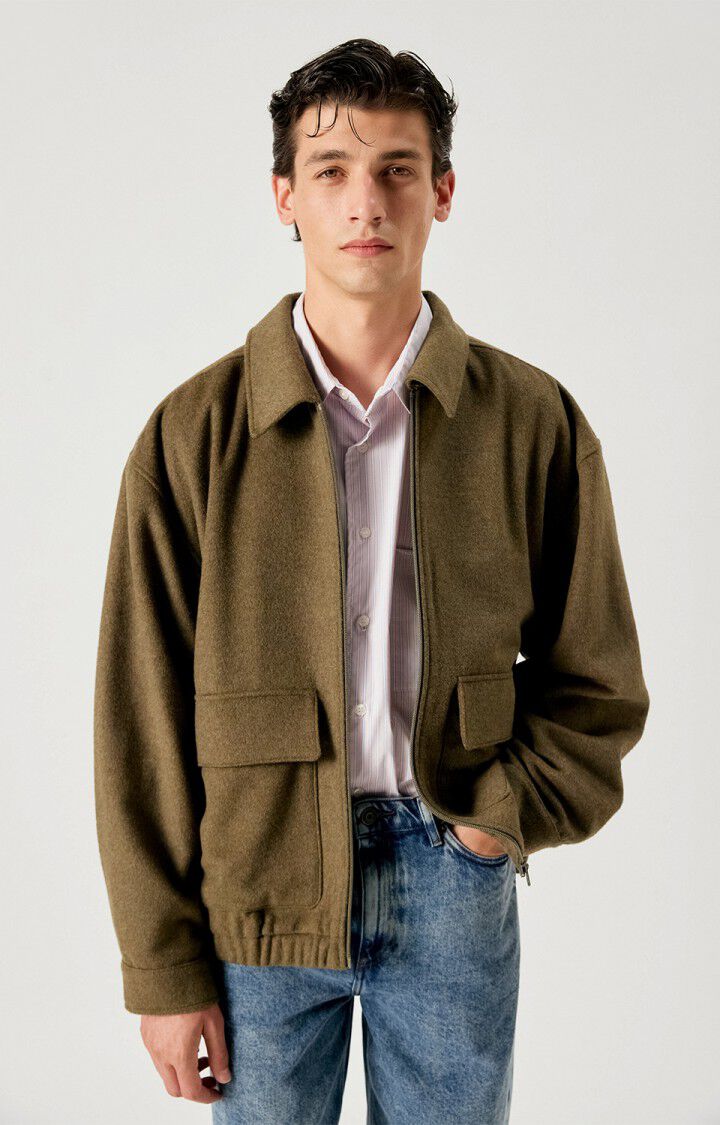 Veste Dodiloo American Vintage laurier chiné, portée de face