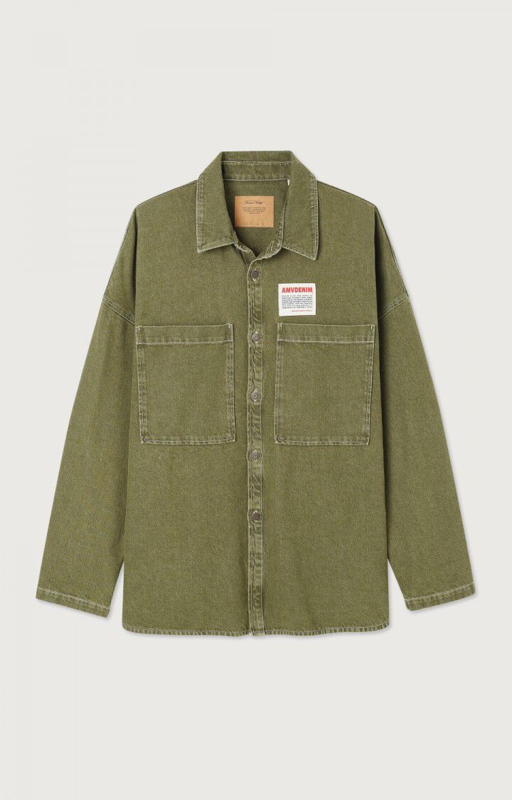 Chemise American Vintage Uzatown en denim kaki
