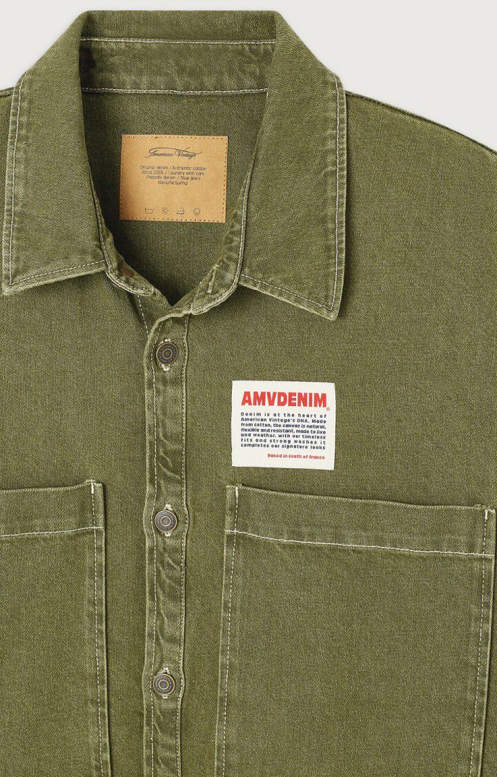 Chemise American Vintage Uzatown en denim kaki, dos