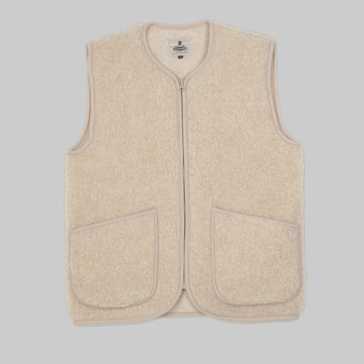 Veste sans manches Pepitko Coldbreaker beige, laine bouclée
