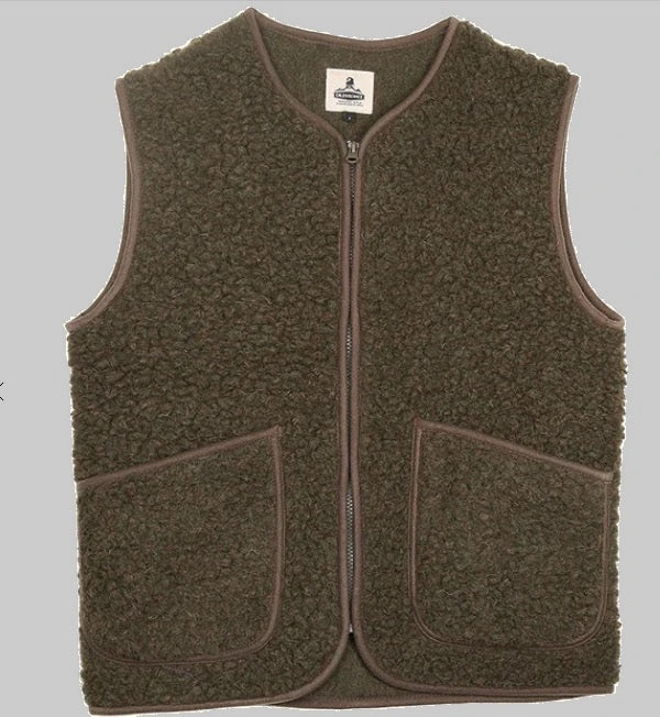 Veste sans manches Pepitko Coldbreaker khaki, laine bouclée