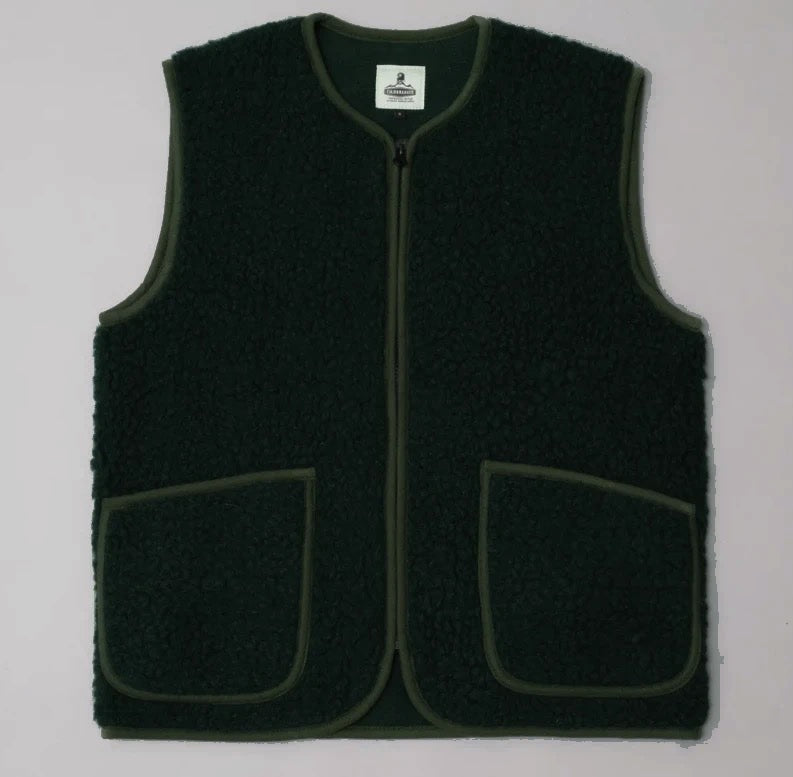 Veste sans manches Pepitko Coldbreaker vert foncé, laine bouclée