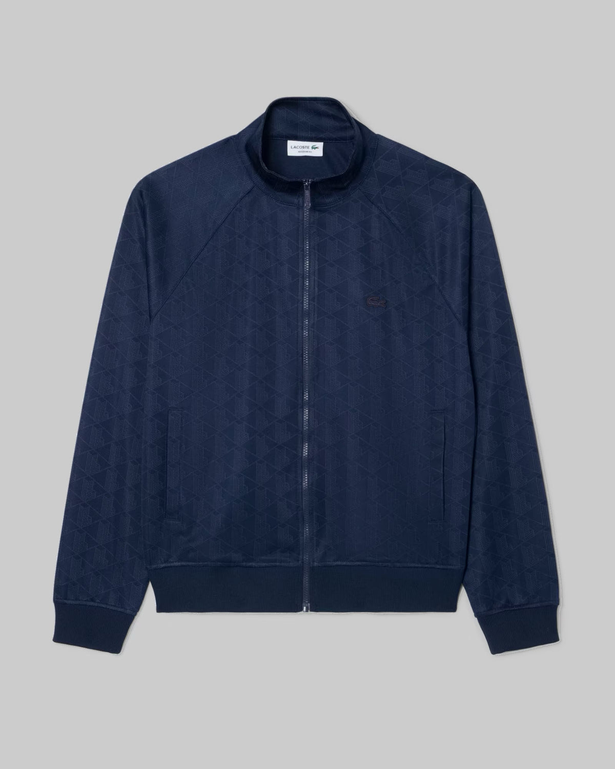 Veste jacquard monogramme Lacoste bleu nuit, à plat