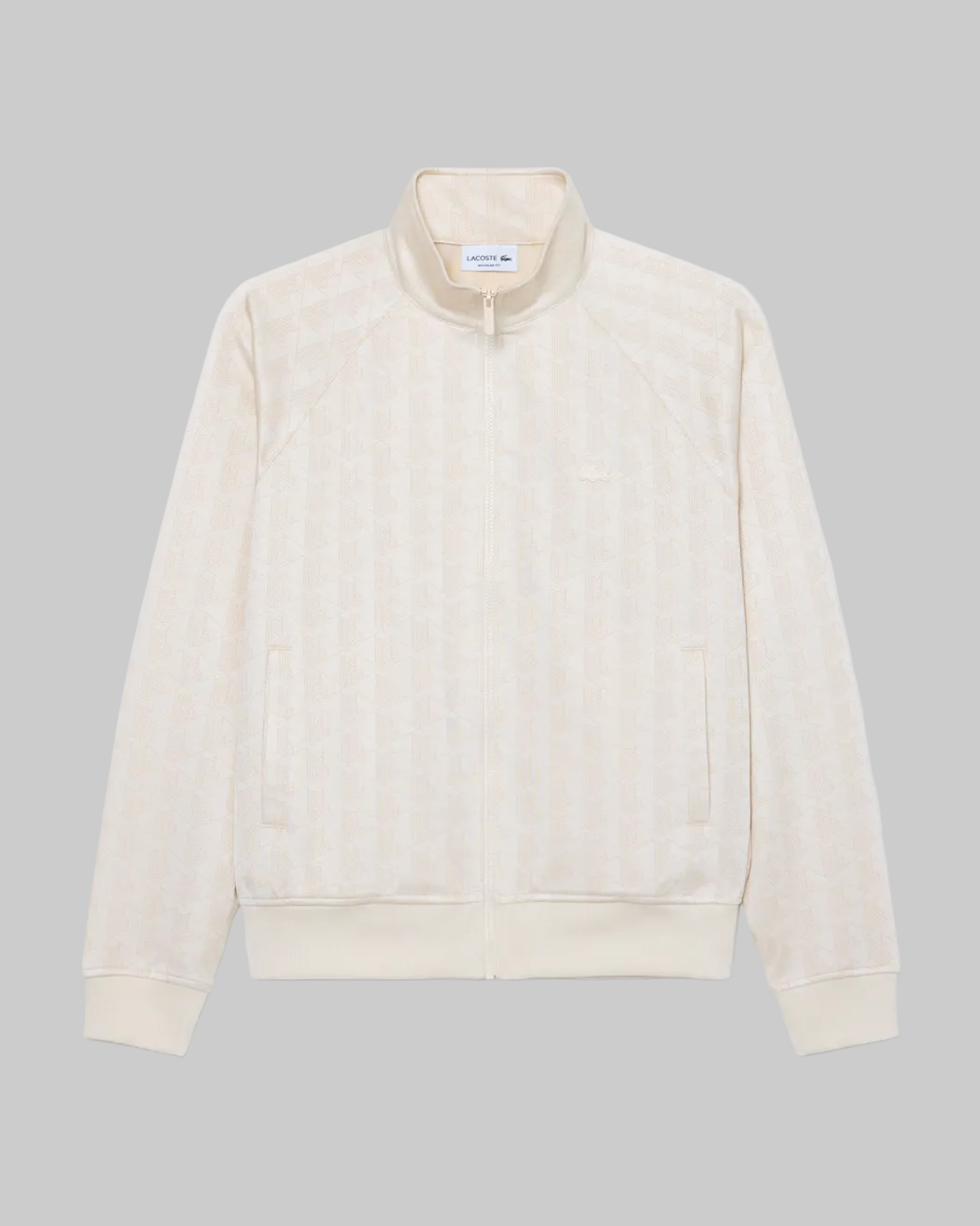 Veste jacquard monogramme Lacoste beige, à plat