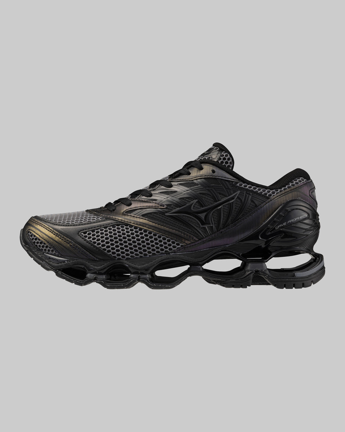 Baskets Mizuno Wave Prophecy LS noires, profil extérieur
