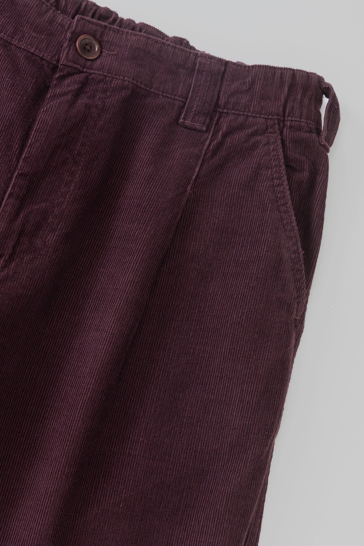 Fine Cord Waiter Pants Service Works bordeaux, détail de la taille