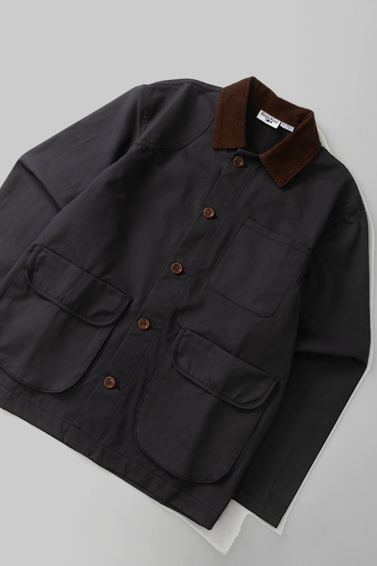 Waxed Barn Coat Service Works noire, vue de dos