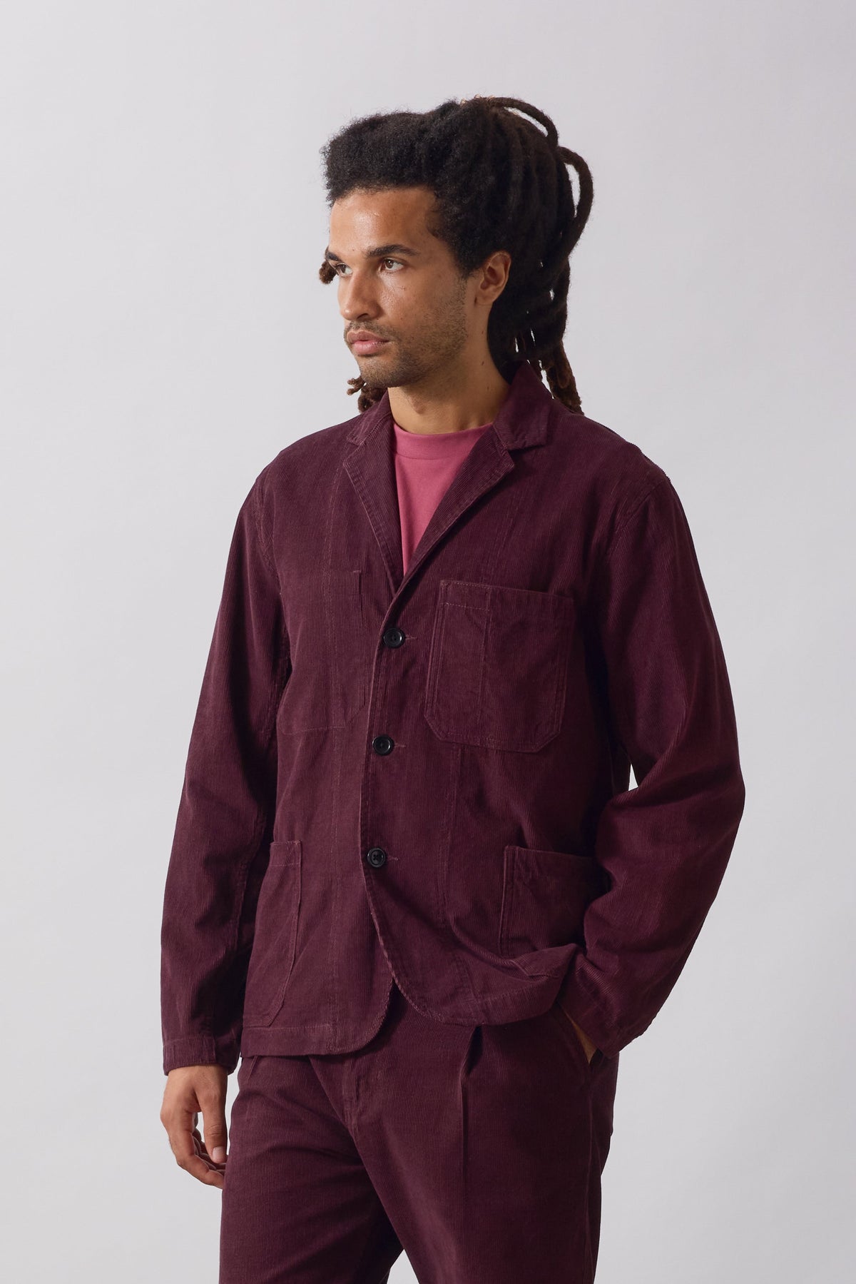 Fine Cord Server Suit Jacket Service Works bordeaux portée