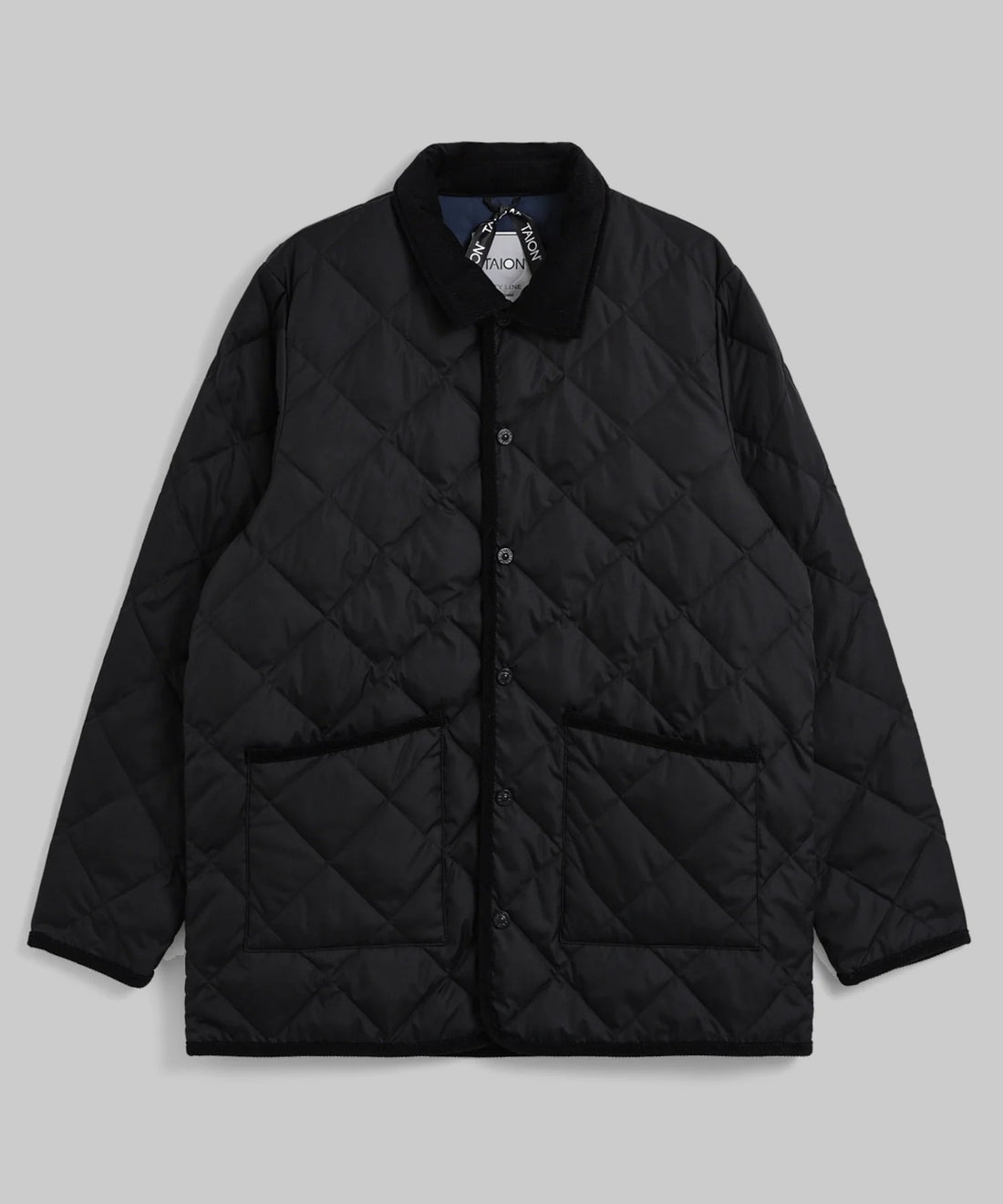 Piping Collar Down Cardigan Taion noir, vue de face