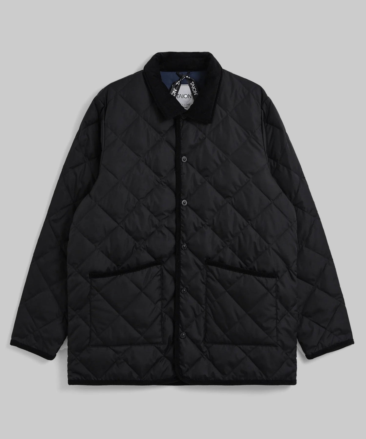 Piping Collar Down Cardigan Taion noir, vue de face
