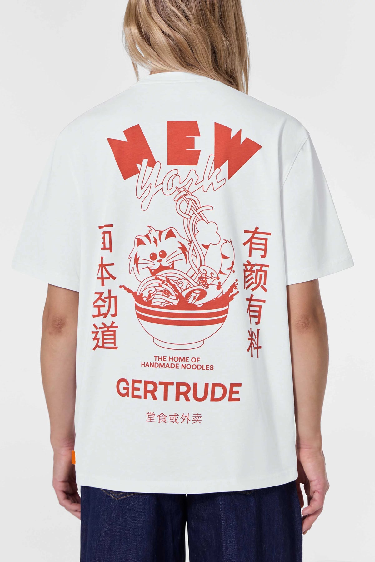 T-shirt Gertrude Leon NY blanc, porté de dos