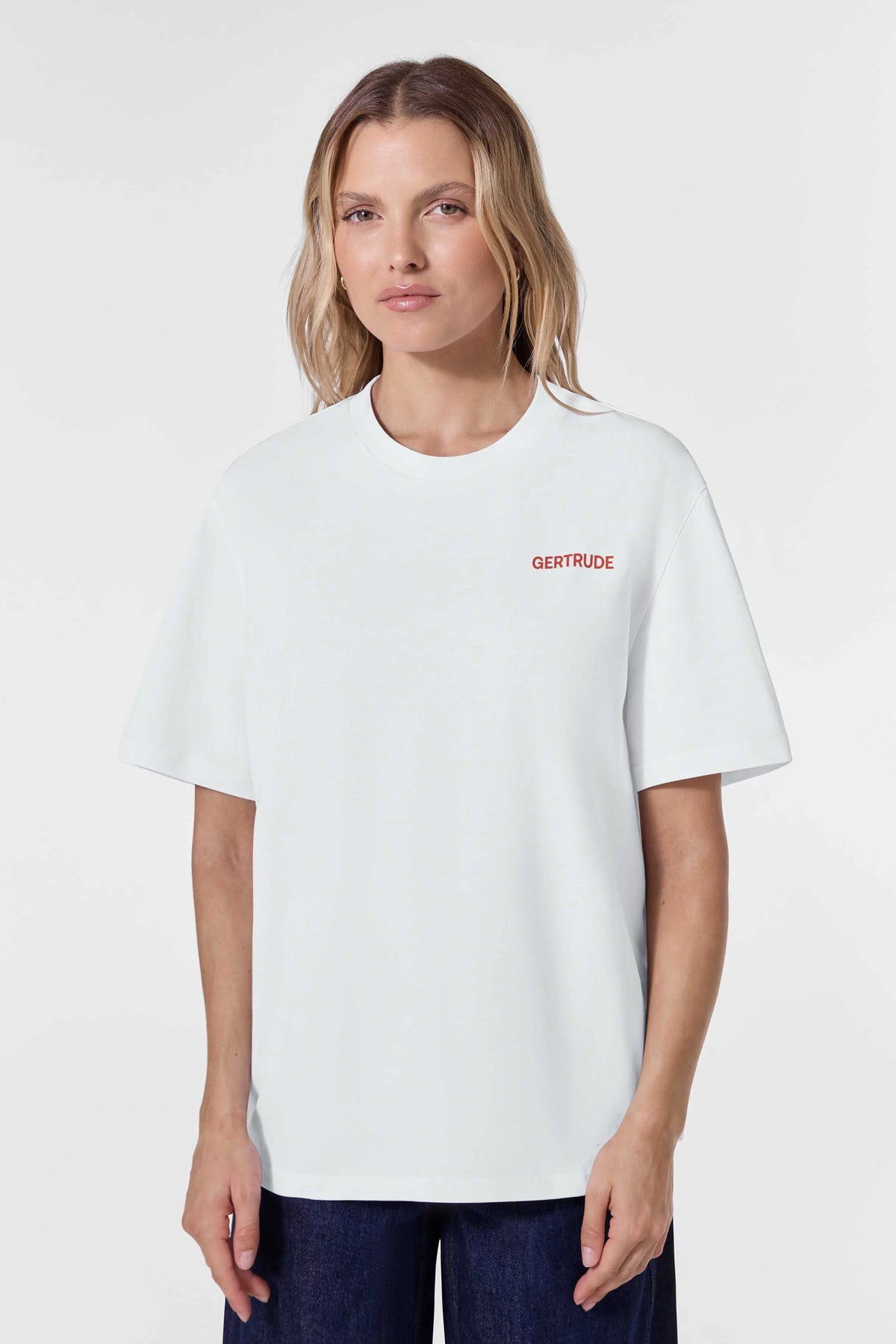 T-shirt Gertrude Leon NY blanc, porté