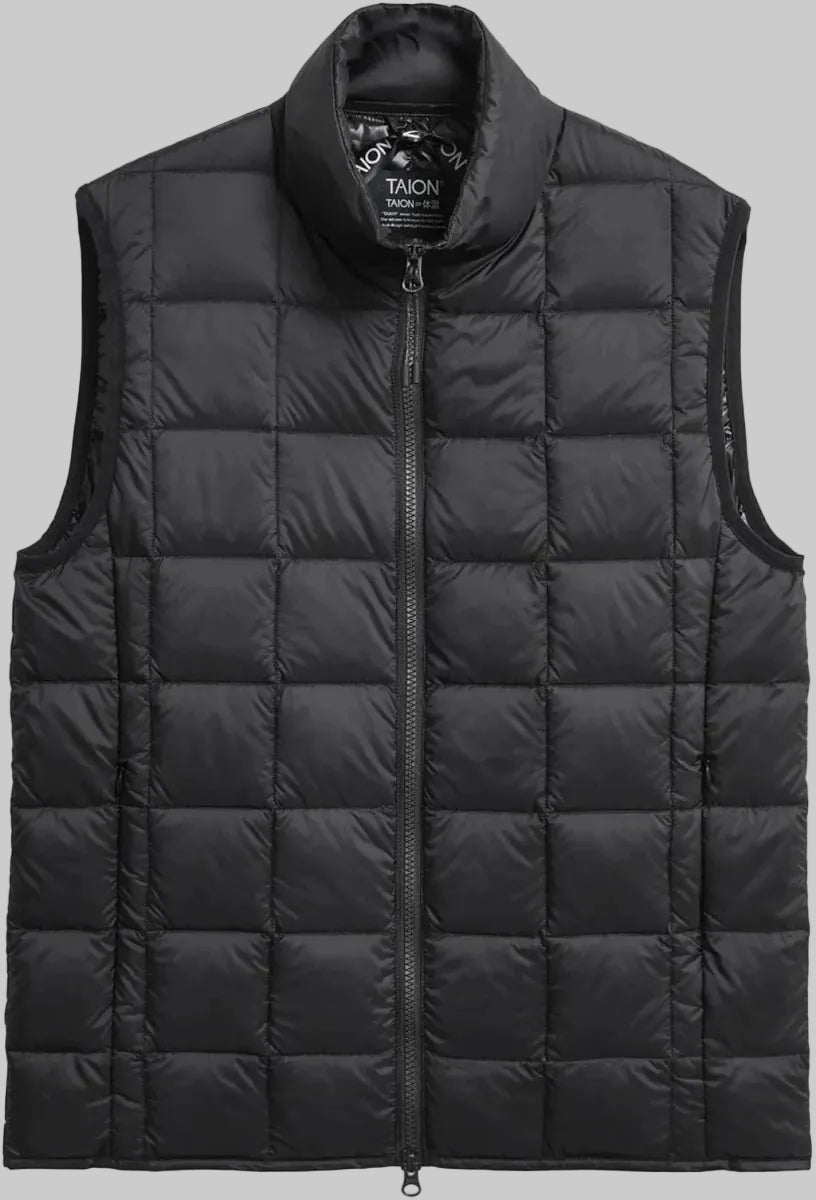 Hi-Neck W-Zip Down Vest | Taion